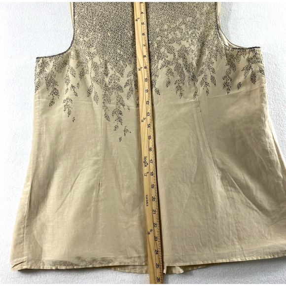 Coldwater Creek Top Womens PM 10-12 Tan Silk Blend Sleeveless Blouse 1/4 Zip‎ - Picture 5 of 9